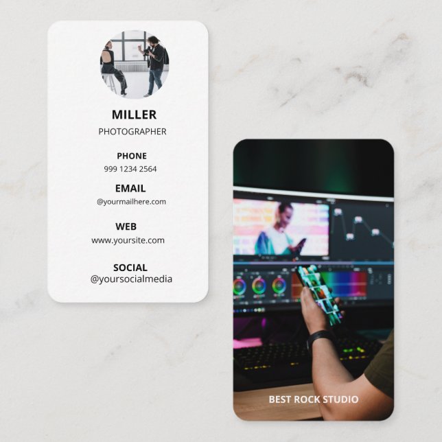 Carte De Visite Photography Modern Minimal Simple Photo (Devant / Derrière)