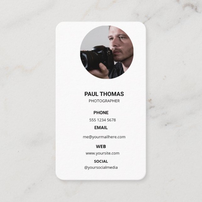 Carte De Visite Photography Modern Minimal Simple Photo Business  (Devant)
