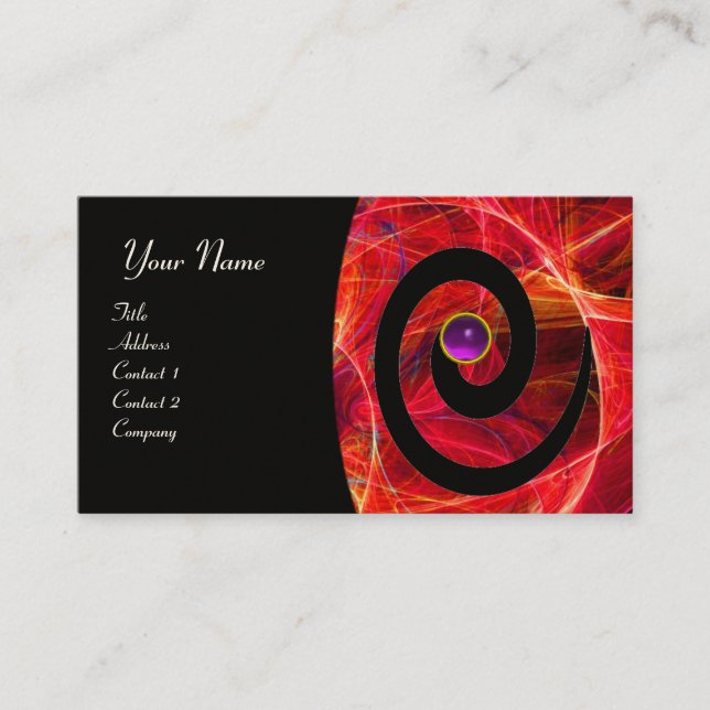 Carte De Visite PHOTON SWIRL GEM MONOGRAM noir rouge violet (Devant)