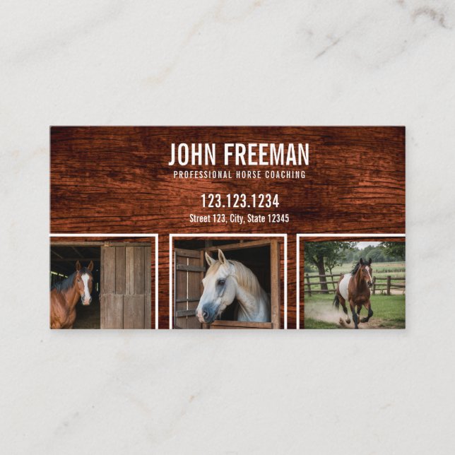 Carte De Visite Photos Brown simples de cheval Stable et équine (Devant)