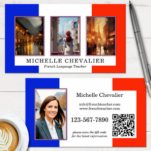 Carte De Visite Photos personnalisées Code QR Enseignant de langue