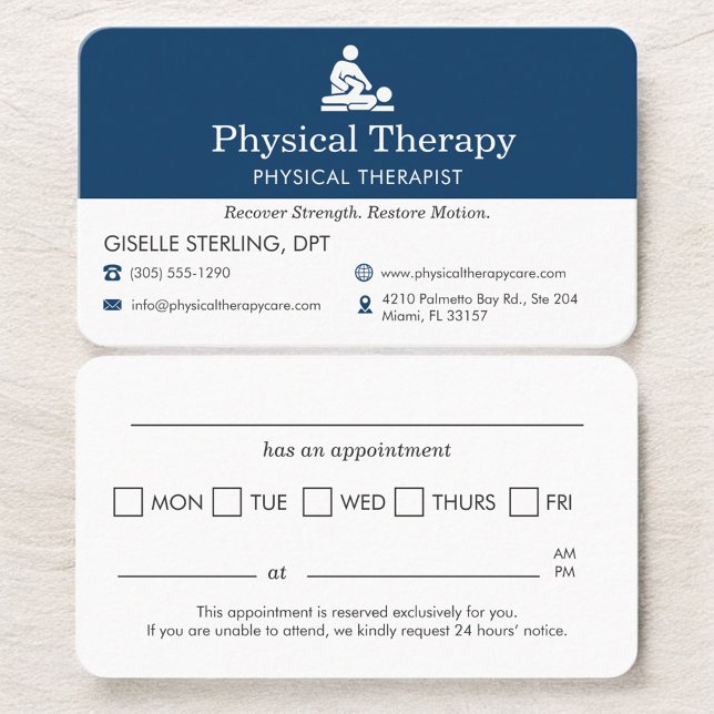Carte De Visite Physical Therapist Scheduling Reminder (Créateur téléchargé)