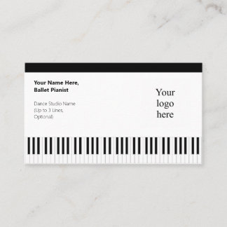 Carte De Visite Pianiste de ballet Black Borders & Logo