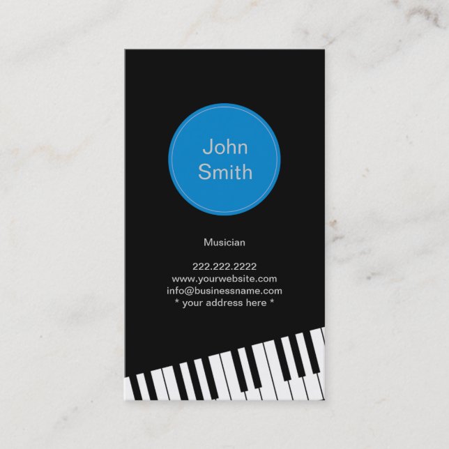 Carte De Visite Pianiste de jazz moderne/Carte de visite de musici (Devant)