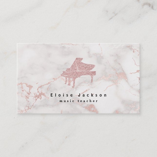 Carte De Visite pianiste élégant marbre rose (Devant)