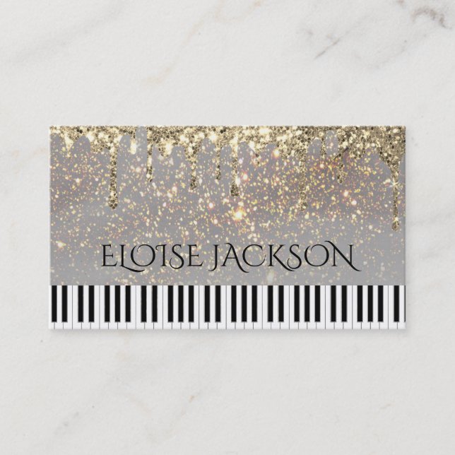 Carte De Visite pianiste professeur de musique élégant (Devant)
