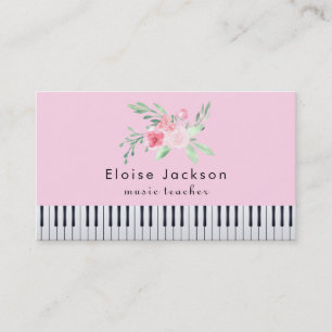 Carte De Visite pianiste rose et vert pastel