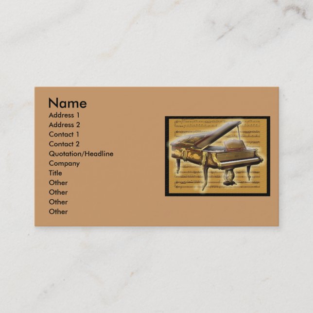 Carte De Visite Piano antique et note (Devant)
