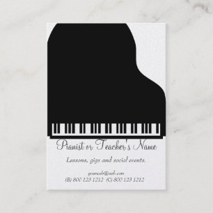 Carte De Visite Piano blanc noir professionnel moderne classique