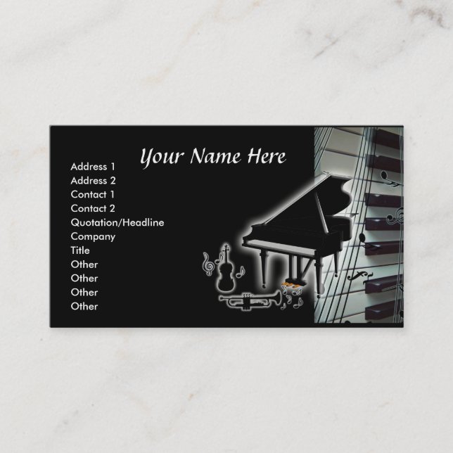 Carte De Visite Piano Clavier Violon & Trumpet (Devant)
