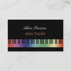 Carte De Visite Piano coloré du professeur de musique