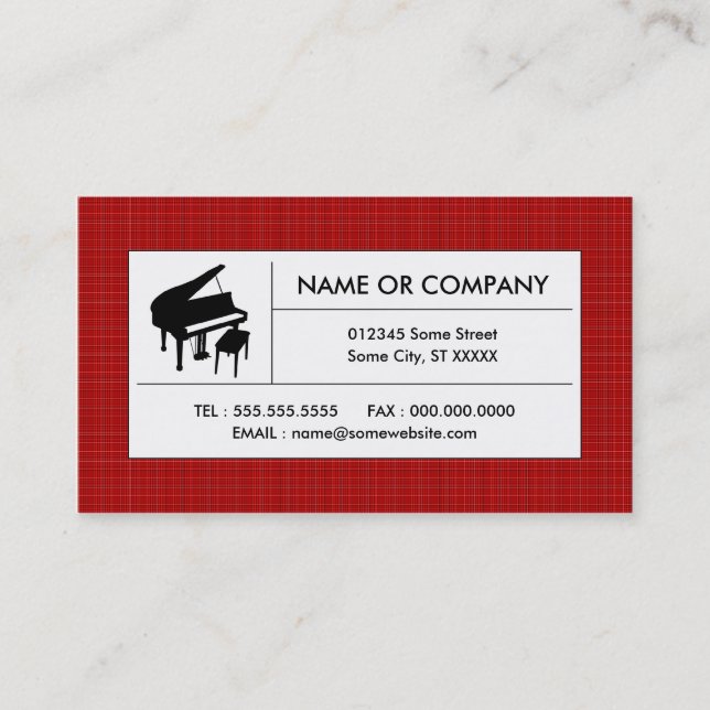 Carte De Visite piano de plaid (Devant)