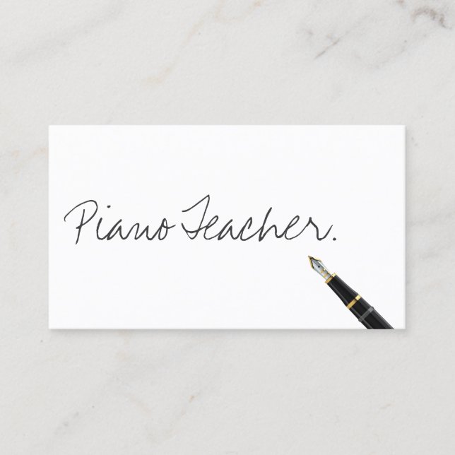 Carte De Visite Piano Enseignant Typographie manuscrite Musique (Devant)