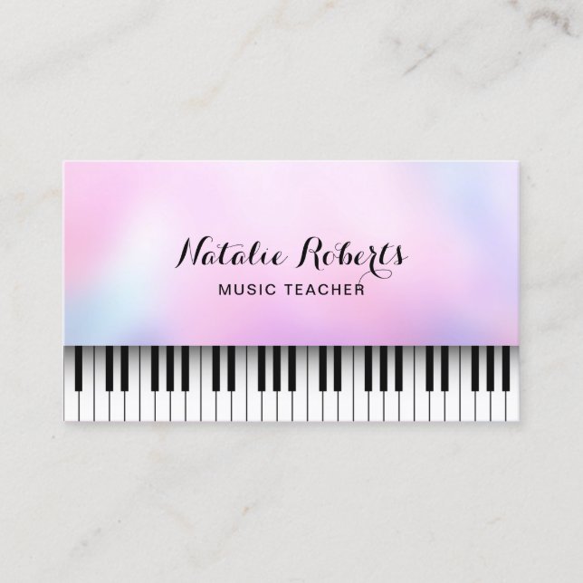 Carte De Visite Piano-Keys, professeur de musique, élégant Ombre r (Devant)