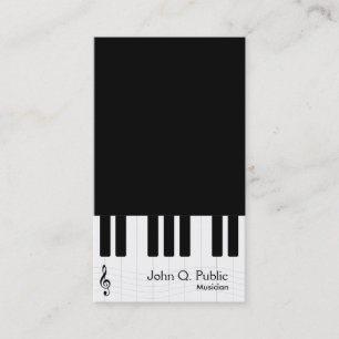 Carte De Visite Piano musicien noir et blanc