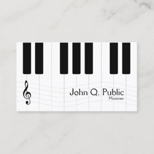 Carte De Visite Piano musicien noir et blanc