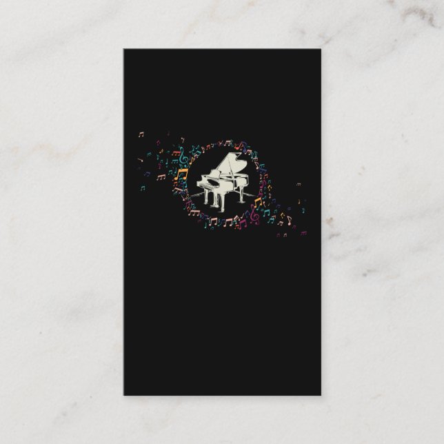 Carte De Visite Piano Player Colorful Musical Notes Professeur de  (Devant)