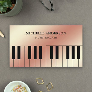 Carte De Visite Piano rose Gold Foil Piano Clavier Musicien Pianis