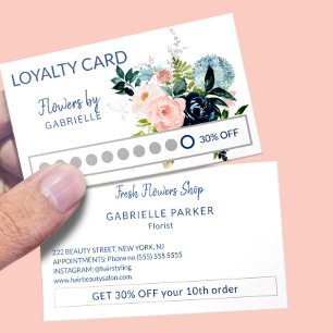 Carte De Visite Pic de fidélité client floral aquarelle moderne