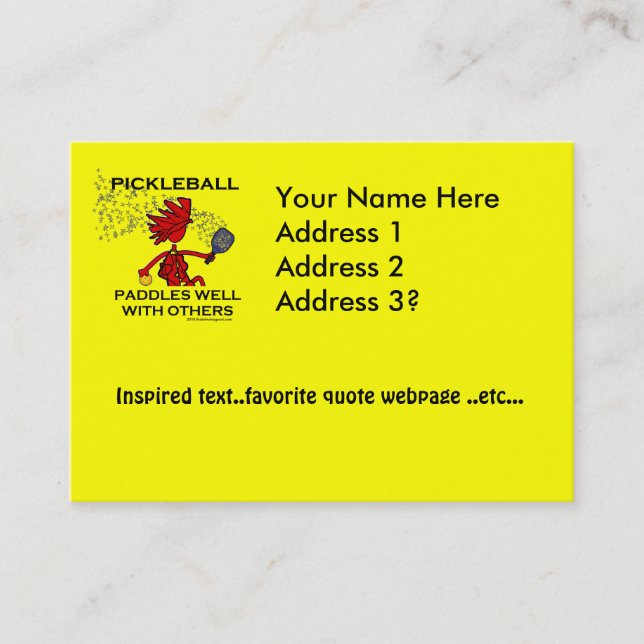 Carte De Visite Pickleball barbote bien avec d'autres (Devant)