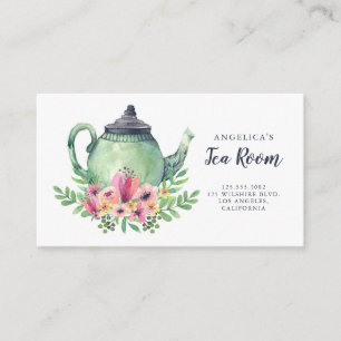 Carte De Visite Pièce chic minable florale de thé d'aquarelle