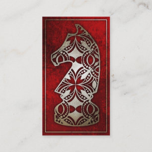 Carte De Visite Pièce d'échecs - chevalier rouge