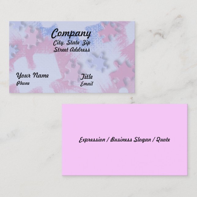Carte De Visite Pièces de puzzle rose et bleu (Devant / Derrière)