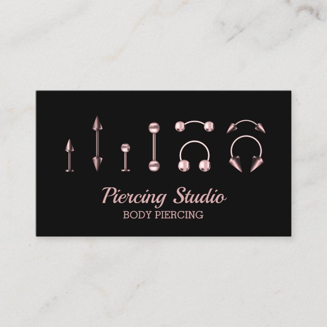 Carte De Visite Piercing Studio Rose Gold (Devant)