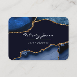 Carte De Visite Pierre précieuse Agate Navy et Or