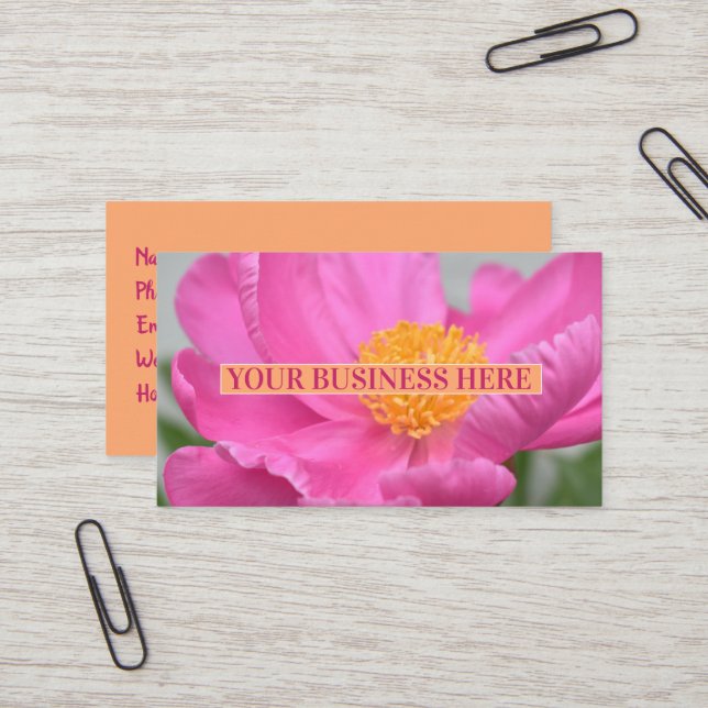 Carte De Visite Pierre rose floral (Devant/Arrière en situation)