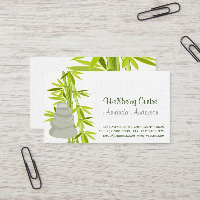 Carte De Visite Pierres et bambou de zen (Devant/Arrière en situation)
