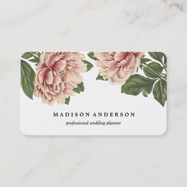 Carte De Visite Pies roses vintages (Devant)