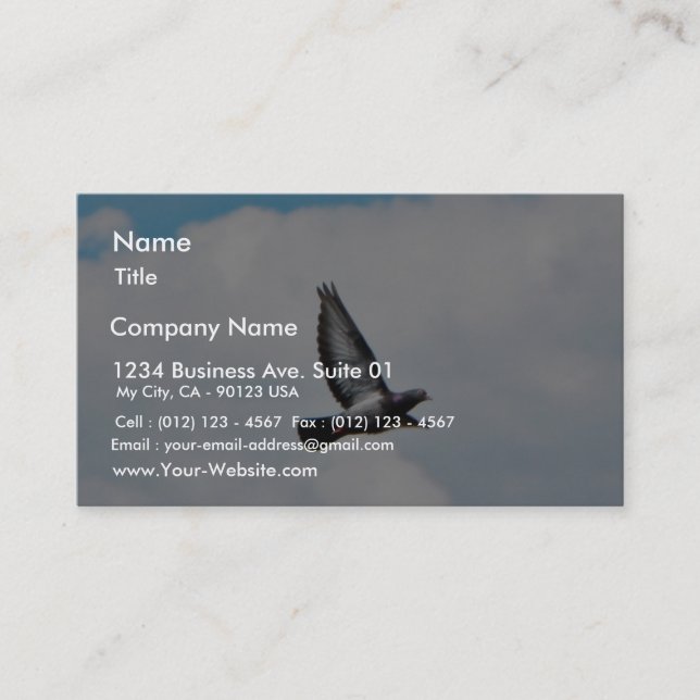 Carte De Visite Pigeon Volant Sur Le Ciel (Devant)