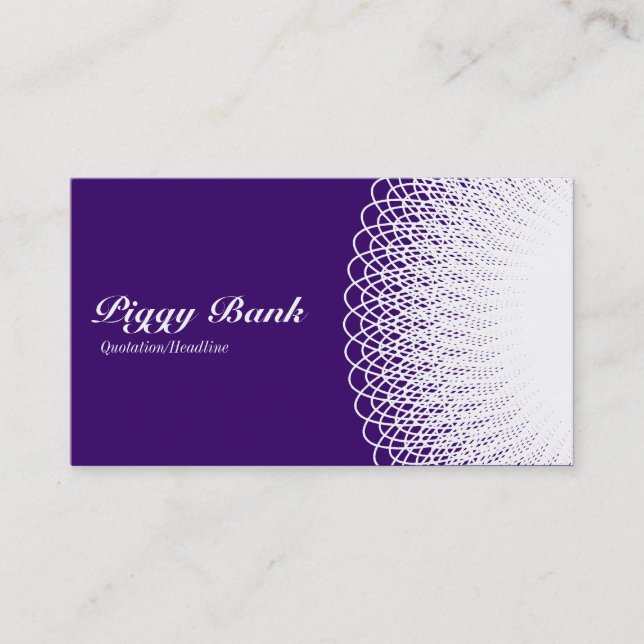 Carte De Visite Piggy Bank - Blanc sur Deep Purple 330066 (Devant)
