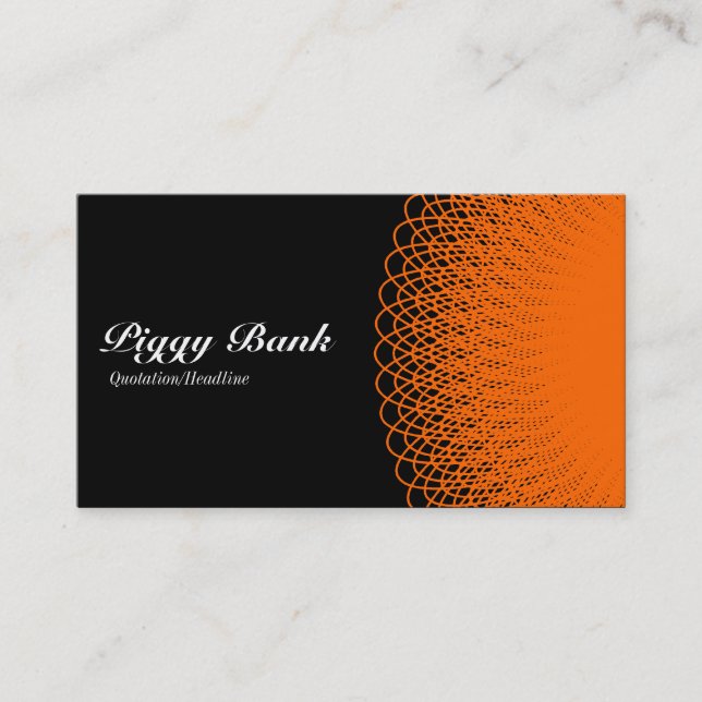 Carte De Visite Piggy Bank - Orange en noir (Devant)