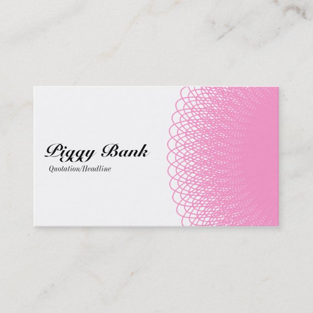 Carte De Visite Piggy Bank - rose et blanc (Devant)