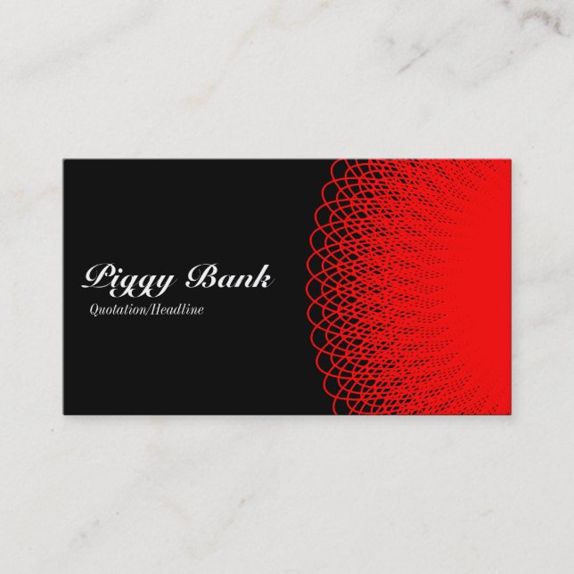 Carte De Visite Piggy Bank - Rouge sur Noir (Devant)