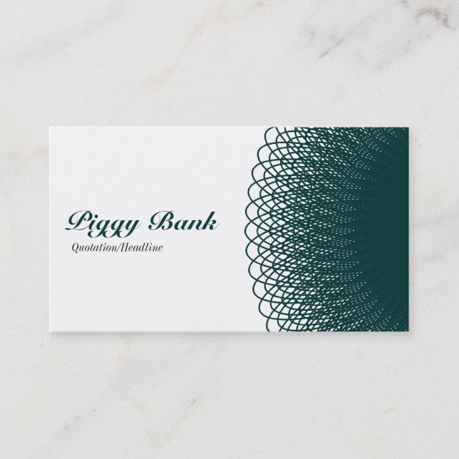 Carte De Visite Piggy Bank - Vert foncé et blanc (Devant)