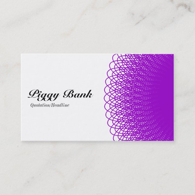 Carte De Visite Piggy Bank - violet et blanc (Devant)
