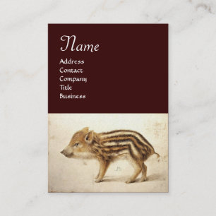Carte De Visite PIGLET DE BOÎTE SAUVAGE Monogramme, Papier perle