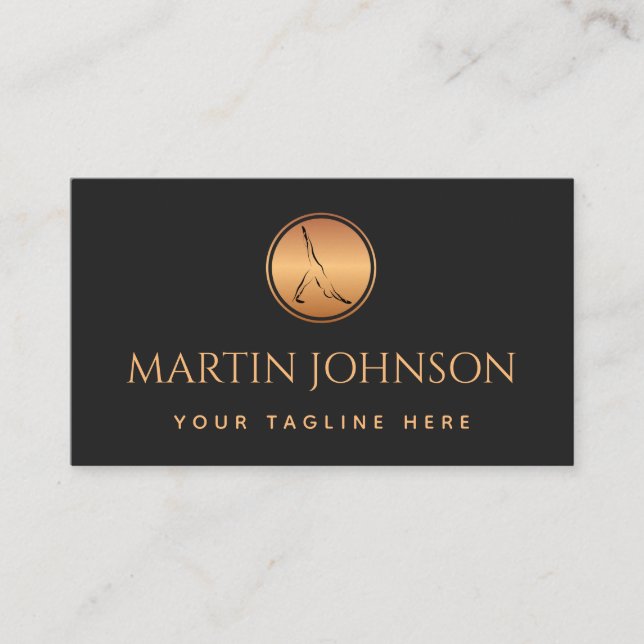 Carte De Visite Pilates professionnels Stretting Gold & Black Logo (Devant)