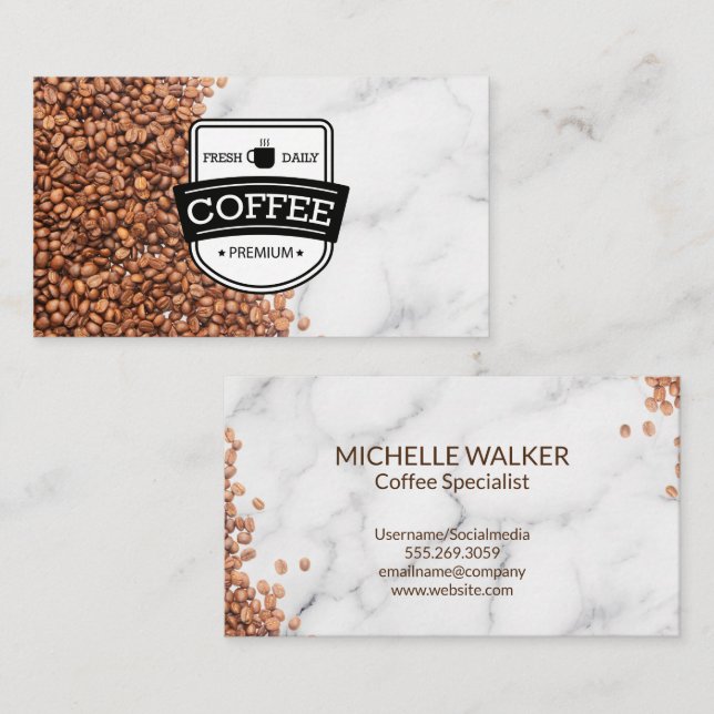 Carte De Visite Pile de café | Café Shop (Devant / Derrière)