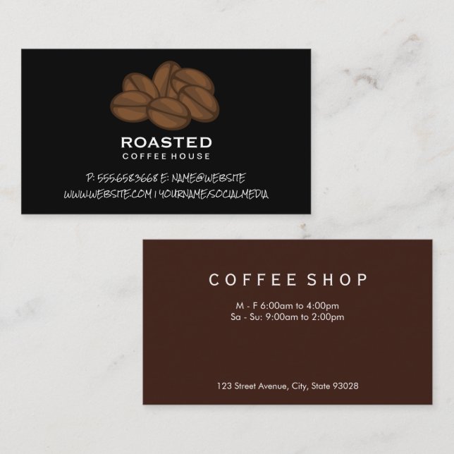 Carte De Visite Pile de fèves de café | Café (Devant / Derrière)