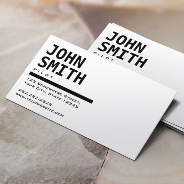 Carte De Visite Pilote/Carte de visite d'avion noir et blanc (Créateur téléchargé)