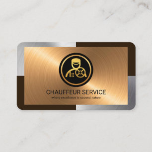 Carte De Visite Pilote Chauffeur Elégant Silver Bronze Layers