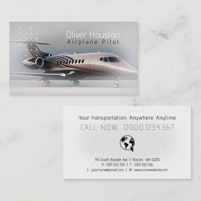 Carte De Visite Pilote d'avion | Aviation (Devant / Derrière)