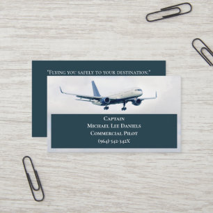 Carte De Visite Pilote d'avion commercial blanc