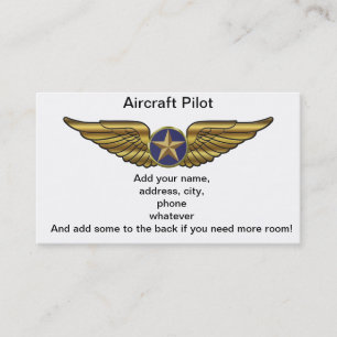 Carte De Visite Pilote d'avions