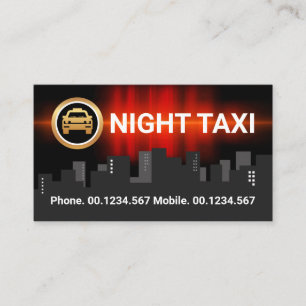 Carte De Visite Pilote de cabine Silhouette de la ville de nuit Re