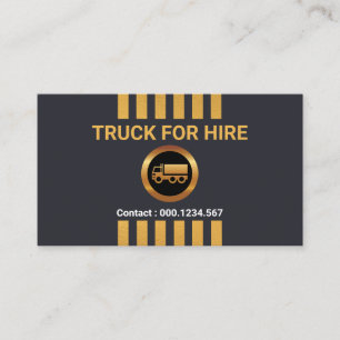 Carte De Visite Pilote de camion gris à ongles d'or vertical